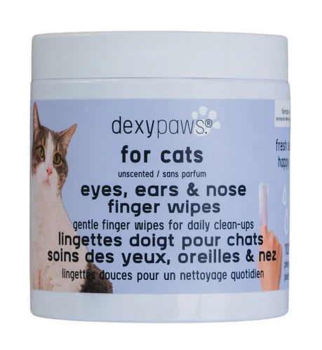 Dexypaws - Lingettes doigt pour chats - soin des yeux, oreilles et nez
