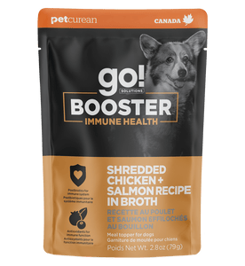 Go! booster pour chien système immunitaire poulet et saumon effiloché au bouillon