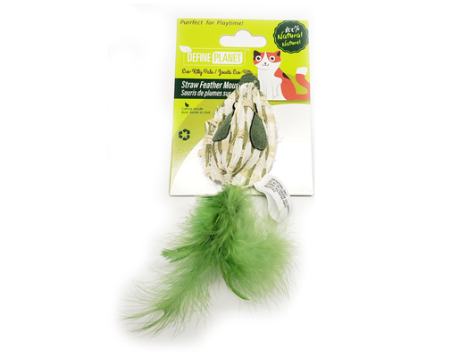 Jouet pour chats - Souris de plumes sur paille